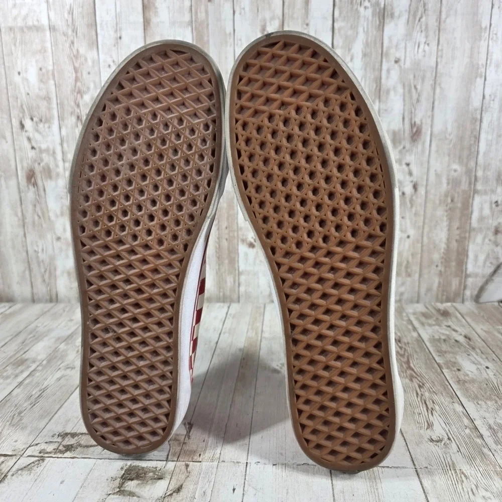 Vans Old Skool Red White Checkerboard Suede Canvas Skate Shoes Mens 11